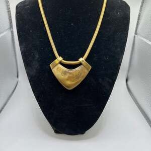Vintage TRIFARI Gold-Tone and Cream Enamel Modern Geometric Necklace